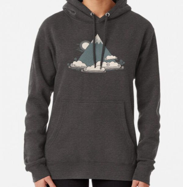 Hoodie dengan ilustrasi pemandangan alam